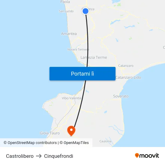 Castrolibero to Cinquefrondi map