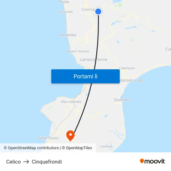 Celico to Cinquefrondi map