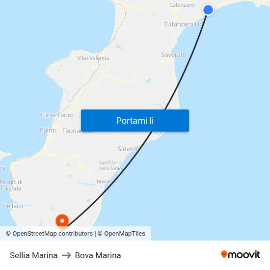 Sellia Marina to Bova Marina map