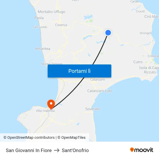 San Giovanni In Fiore to Sant'Onofrio map