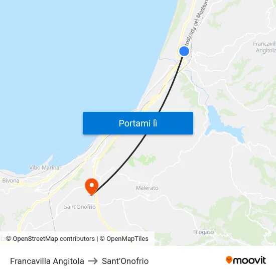 Francavilla Angitola to Sant'Onofrio map