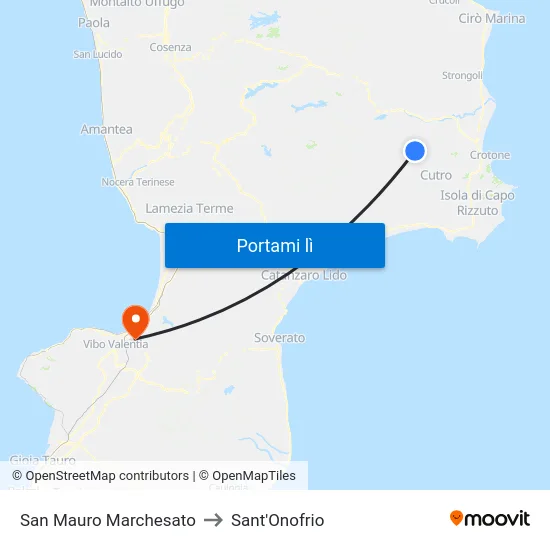 San Mauro Marchesato to Sant'Onofrio map