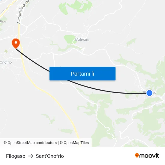 Filogaso to Sant'Onofrio map
