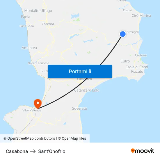 Casabona to Sant'Onofrio map