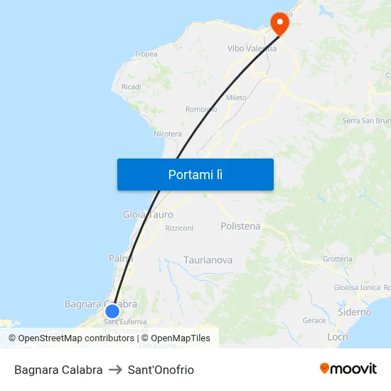 Bagnara Calabra to Sant'Onofrio map