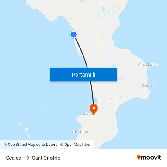 Scalea to Sant'Onofrio map