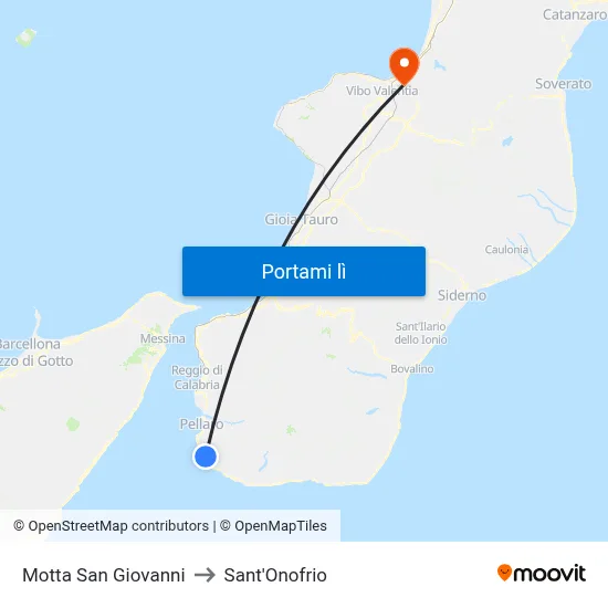 Motta San Giovanni to Sant'Onofrio map
