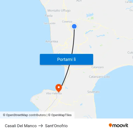 Casali Del Manco to Sant'Onofrio map