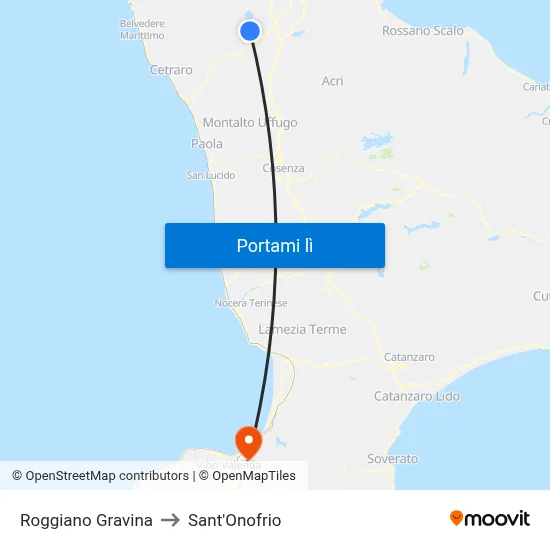 Roggiano Gravina to Sant'Onofrio map