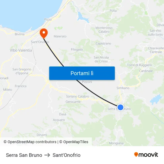Serra San Bruno to Sant'Onofrio map