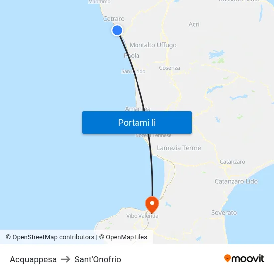 Acquappesa to Sant'Onofrio map