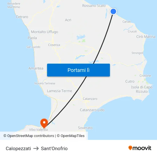 Calopezzati to Sant'Onofrio map