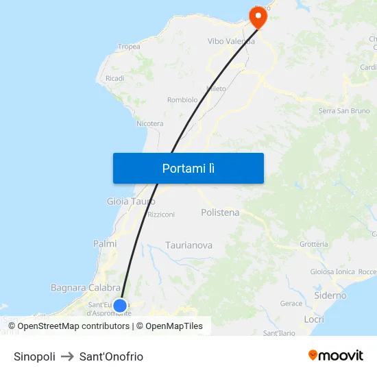 Sinopoli to Sant'Onofrio map