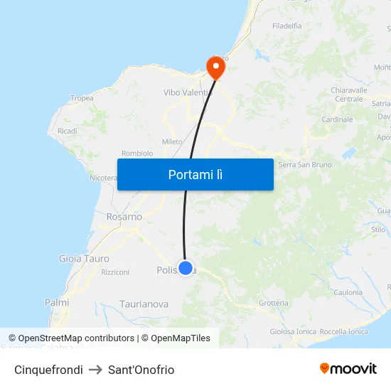 Cinquefrondi to Sant'Onofrio map