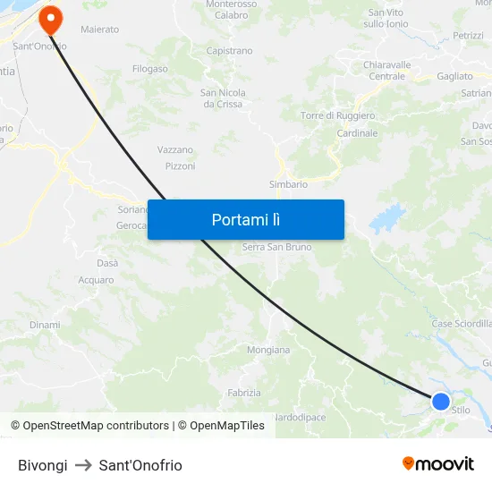 Bivongi to Sant'Onofrio map