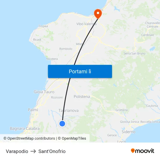 Varapodio to Sant'Onofrio map