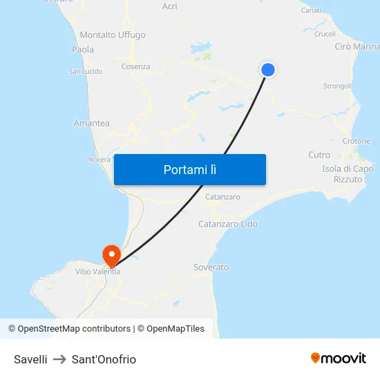 Savelli to Sant'Onofrio map