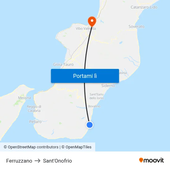 Ferruzzano to Sant'Onofrio map