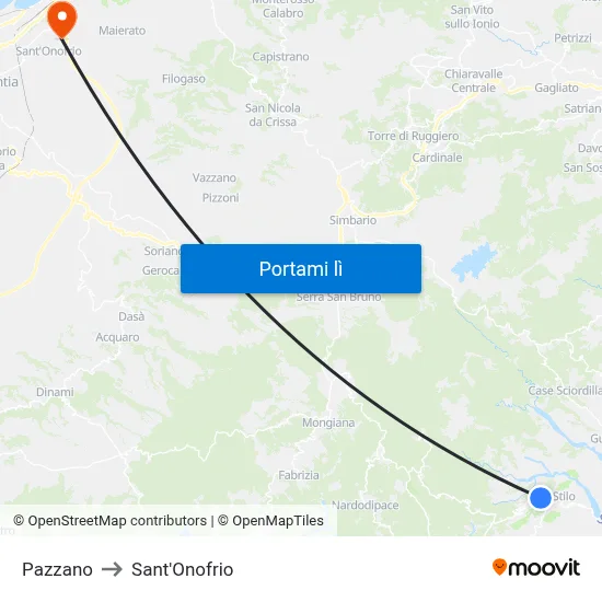 Pazzano to Sant'Onofrio map