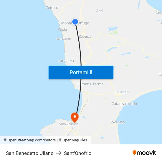 San Benedetto Ullano to Sant'Onofrio map