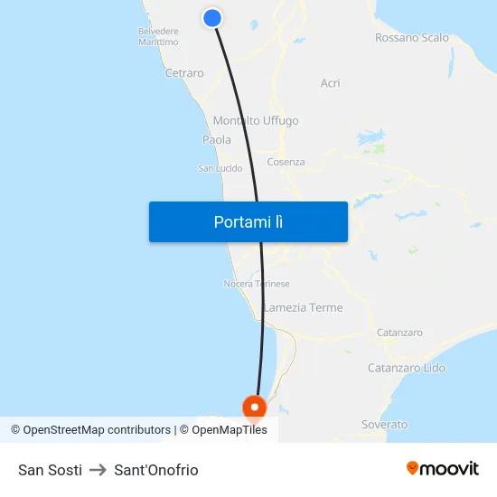 San Sosti to Sant'Onofrio map