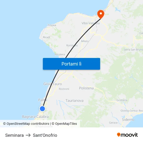 Seminara to Sant'Onofrio map