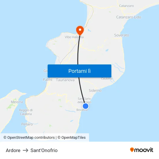 Ardore to Sant'Onofrio map
