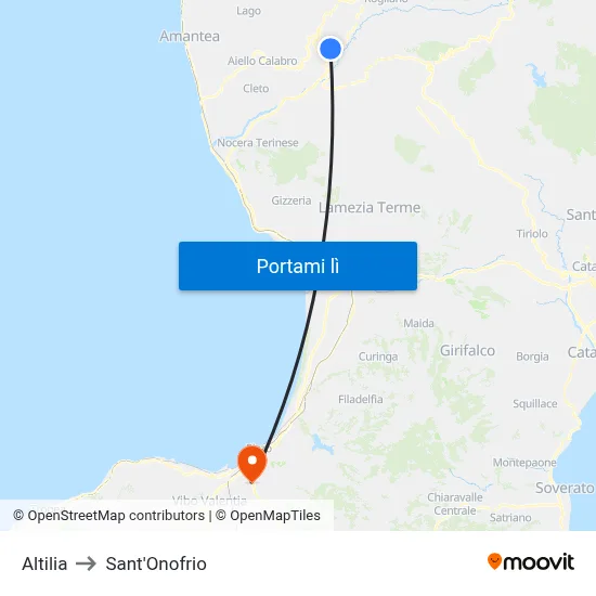 Altilia to Sant'Onofrio map