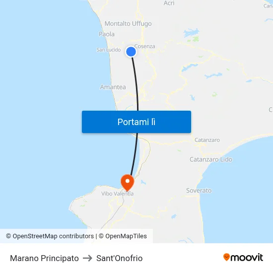 Marano Principato to Sant'Onofrio map
