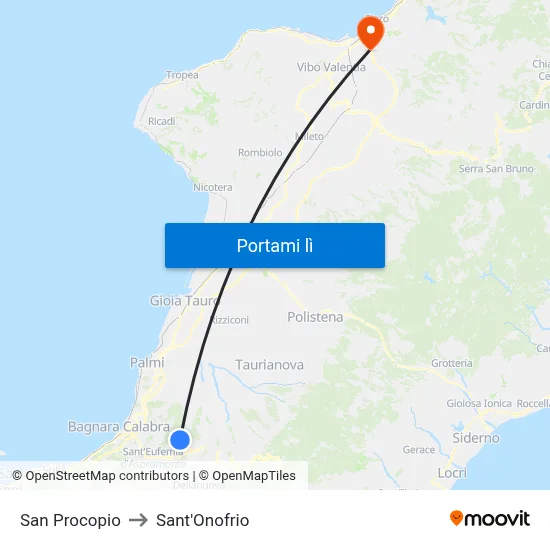 San Procopio to Sant'Onofrio map
