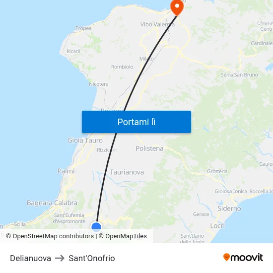 Delianuova to Sant'Onofrio map