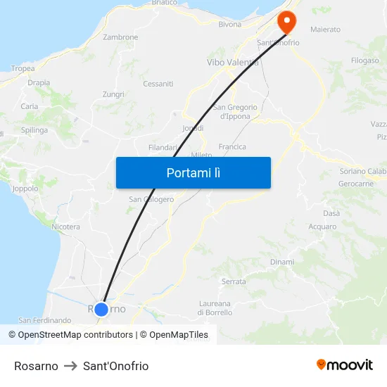 Rosarno to Sant'Onofrio map