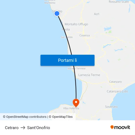 Cetraro to Sant'Onofrio map