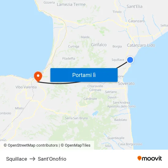 Squillace to Sant'Onofrio map