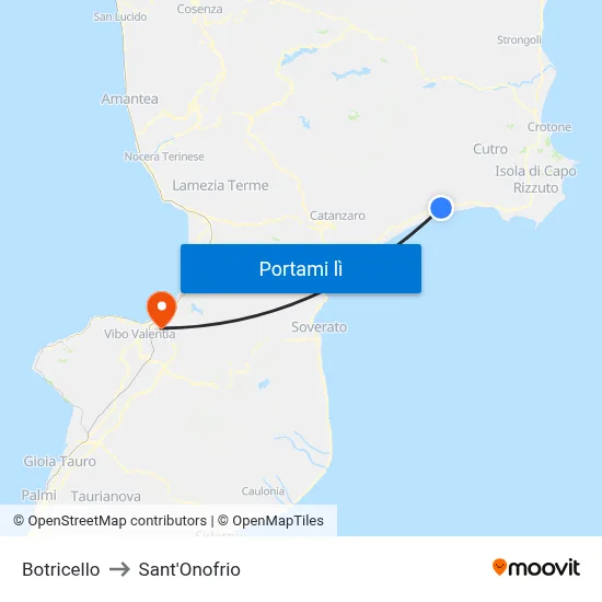 Botricello to Sant'Onofrio map