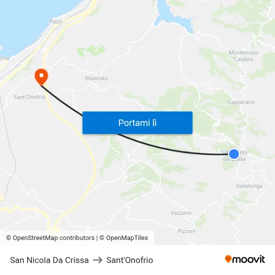 San Nicola Da Crissa to Sant'Onofrio map