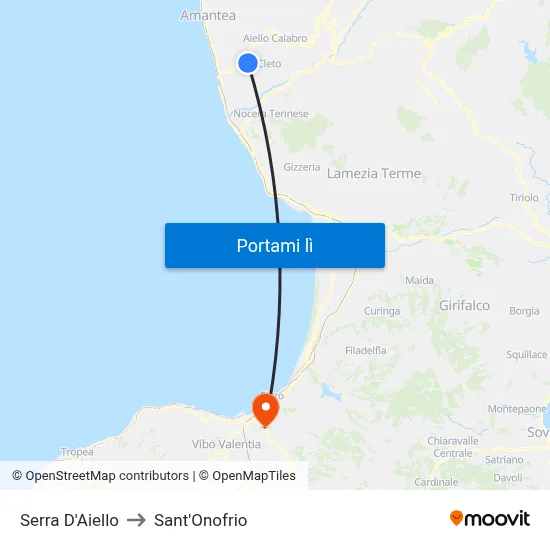 Serra D'Aiello to Sant'Onofrio map