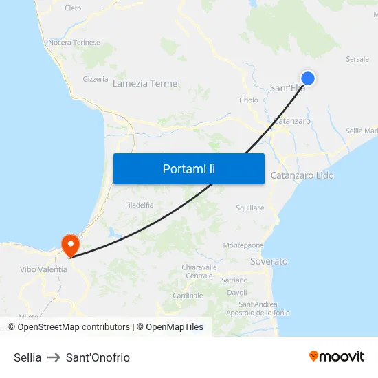 Sellia to Sant'Onofrio map