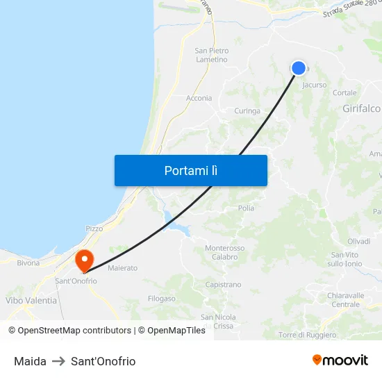 Maida to Sant'Onofrio map
