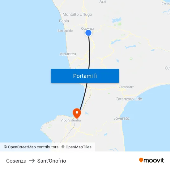 Cosenza to Sant'Onofrio map