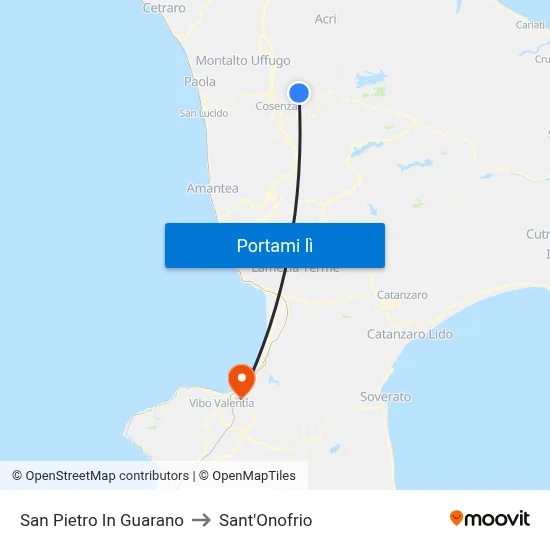 San Pietro In Guarano to Sant'Onofrio map