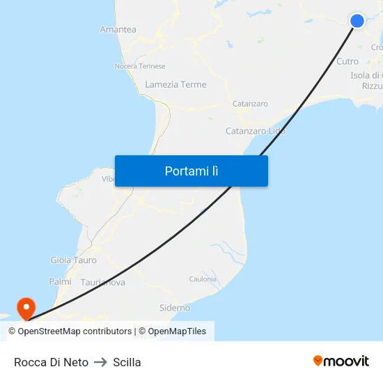 Rocca Di Neto to Scilla map