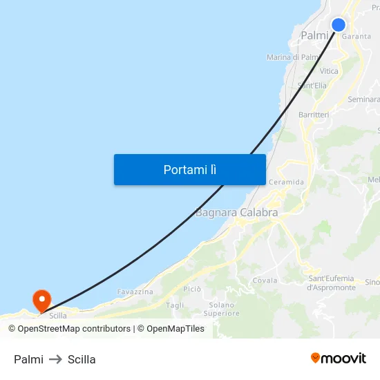 Palmi to Scilla map