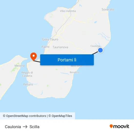 Caulonia to Scilla map