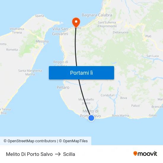 Melito Di Porto Salvo to Scilla map