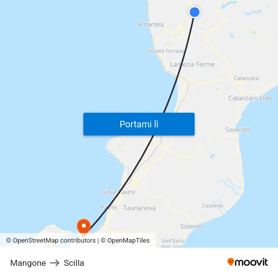 Mangone to Scilla map