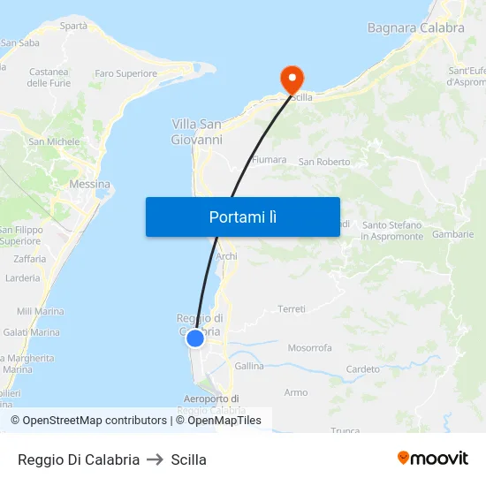 Reggio Di Calabria to Scilla map