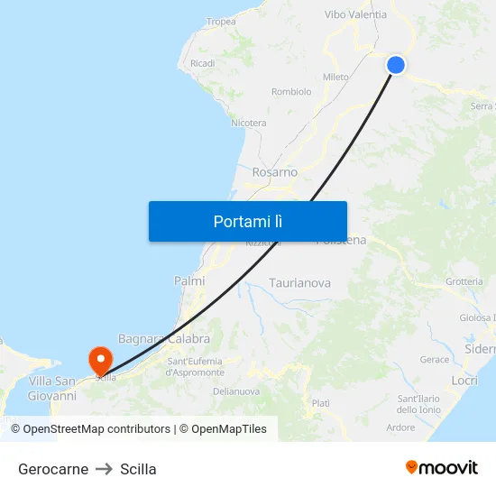 Gerocarne to Scilla map