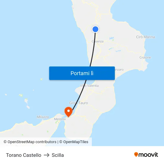 Torano Castello to Scilla map