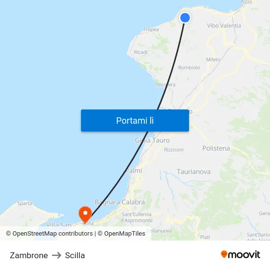 Zambrone to Scilla map